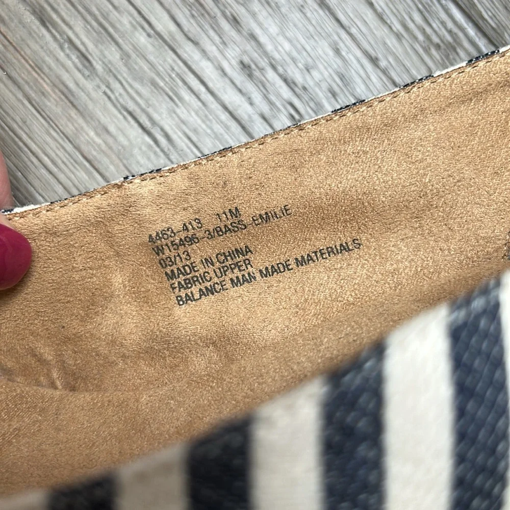 G.H. Bass Women's‎ Emilie Navy/White Stripe Espadrilles Rope Wedge closed toe 11